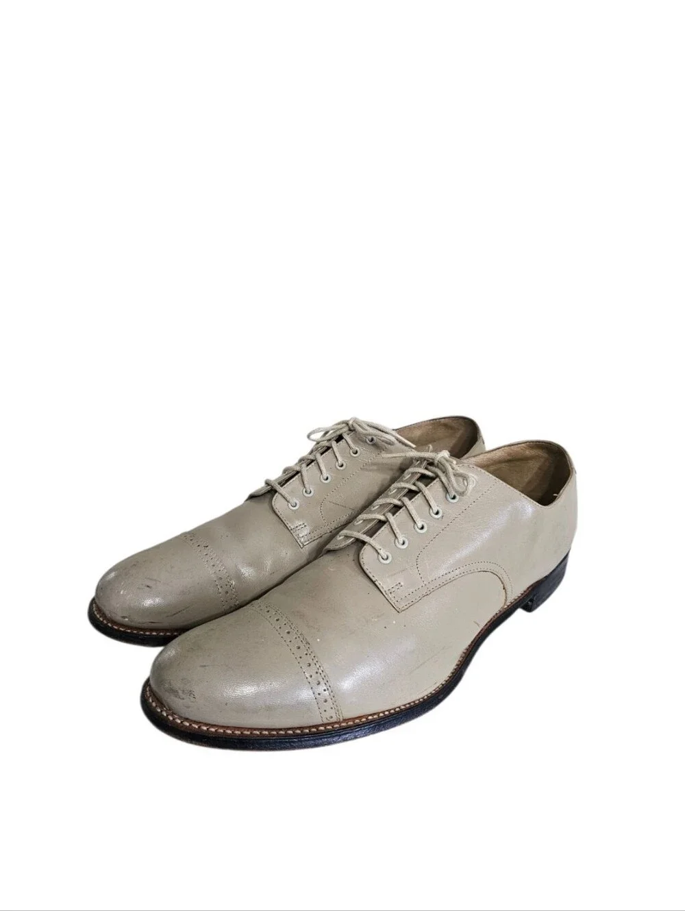 VTG Stacy Adams Men’s Tan Cap Toe Leather Dress Lace Up Shoes Sz 13D